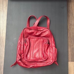 Vintage Red Leather Backpack